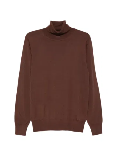 Aspesi Roll-neck Wool Sweater In Brown