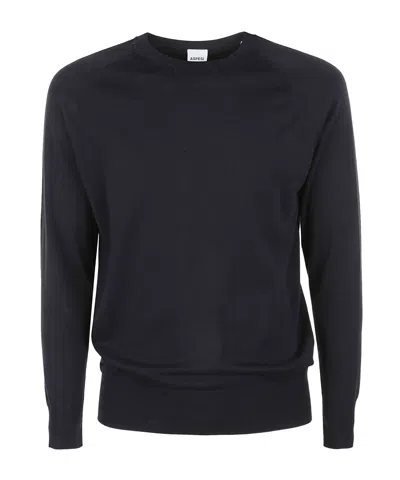 Aspesi Round Collar Long Sleeve Sweater In Black