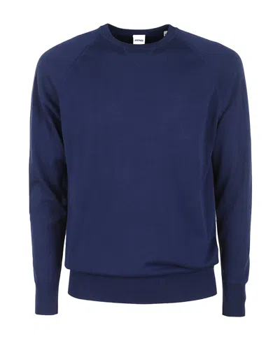 Aspesi Round Collar Long Sleeve Sweater In Blue