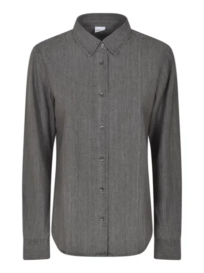 Aspesi Round Hem Regular Formal Shirt In Grigio