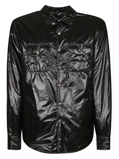 Aspesi Round Hem Shiny Shirt In Nero