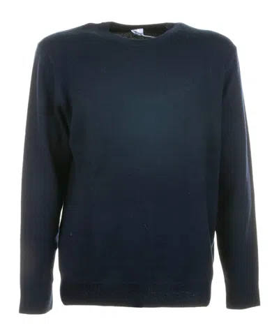 Aspesi Round-neck Long-sleeve Knit Sweater In Blue