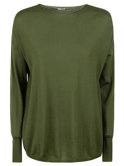 Aspesi Crew Neck Long Sleeve Sweater In Green