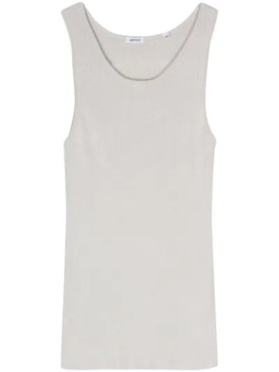 Aspesi Round-neck Ribbed-knit Tank Top In Grey