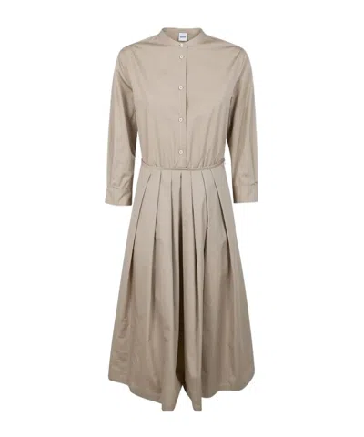 Aspesi Round Neck Shirt Dress In Brown