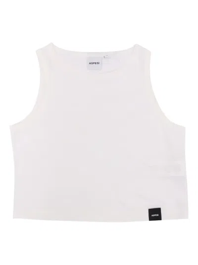 Aspesi Kids' Round-neck Sleeveless Top In White