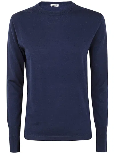 Aspesi Round Neck Sweater In Blue