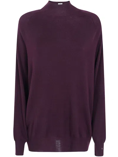 Aspesi Round Neck Sweater In Purple