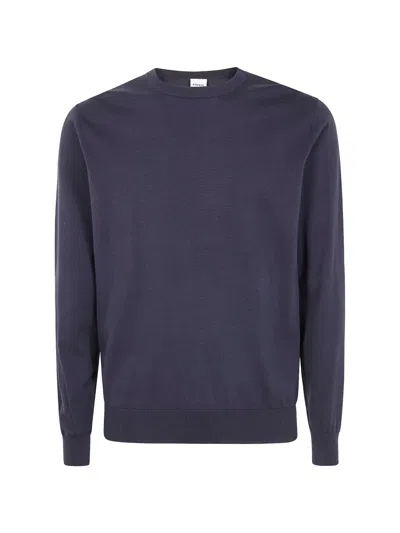 Aspesi Crew Neck Sweater Long Sleeve Ribbed Trims In Gray