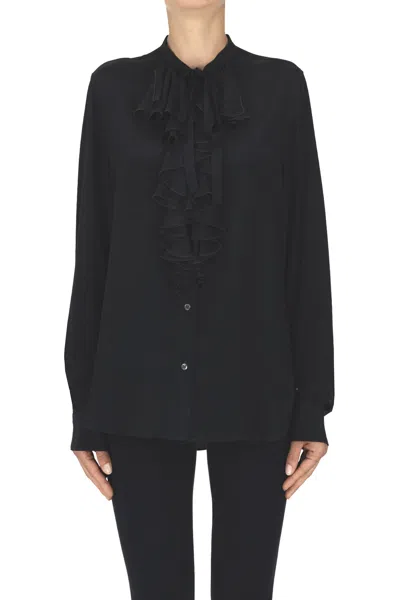 Aspesi Ruched Crepè Shirt In Brown