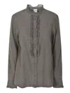 ASPESI RUFFLE DETAIL DENIM SHIRT