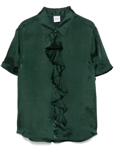 Aspesi Ruffle-trim Shirt In Green