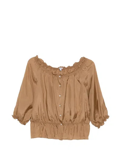 Aspesi Ruffled Blouse In Brown