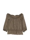 Aspesi Ruffled Button Blouse In Animal Print