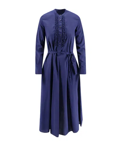 Aspesi Ruffled Button-front Dress In Blue