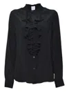 Aspesi Black Crepe De Chine Blouse With Ruffles