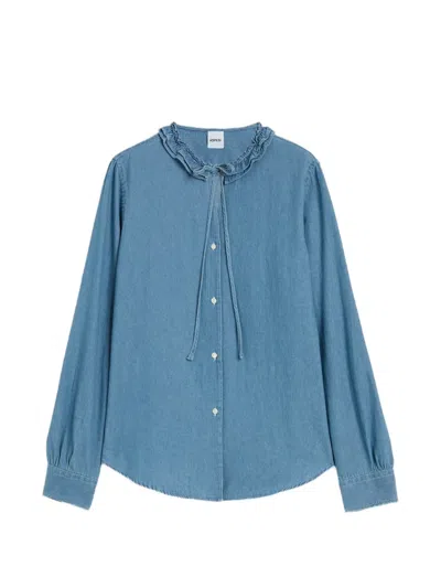 Aspesi Ruffled-collar Shirt In Blue