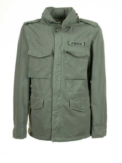 Aspesi Sage Green 4-pocket Jacket With Buttons In Salvia