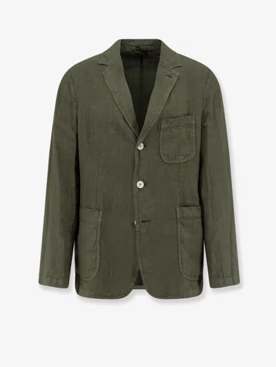 Aspesi Samuraki Linen Blazer In Green