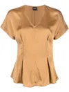 Aspesi Satin-finish Flared Blouse In Brown