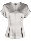 Aspesi Satin-finish Flared Blouse In Grey