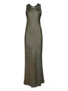 Aspesi Military Green Viscose Twill Slip Dress