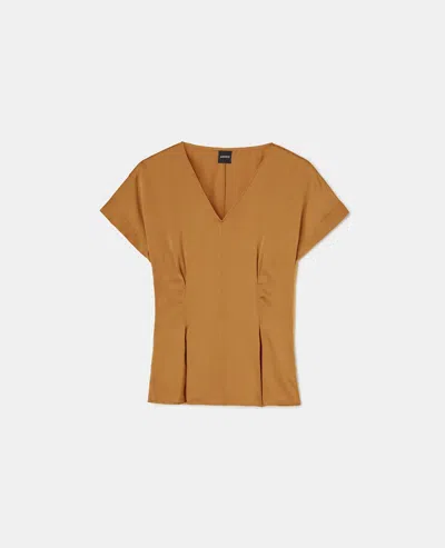 Aspesi Satin Top With Dart Detailing In Brown