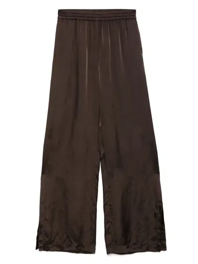 Aspesi Satin Trousers In Brown
