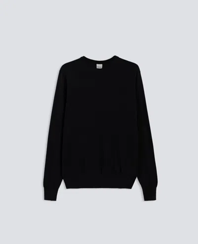 Satin Wool Crew-neck Jumper In Black from Aspesi