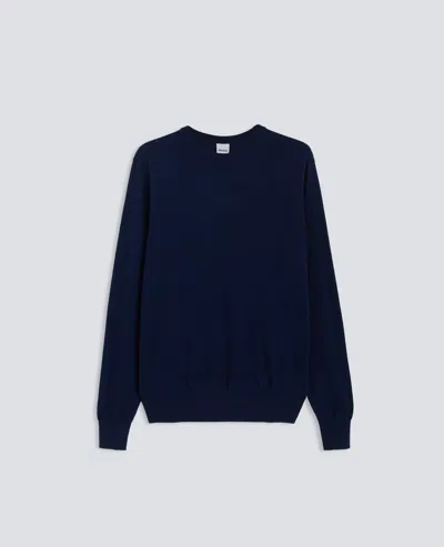 Aspesi Satin Wool Crew-neck Jumper In Blue
