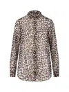 Aspesi Animal Print Collared Neck Long Sleeves Top In Brown