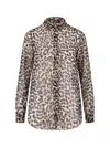 Aspesi Animal Print Collared Neck Long Sleeves Top In Brown