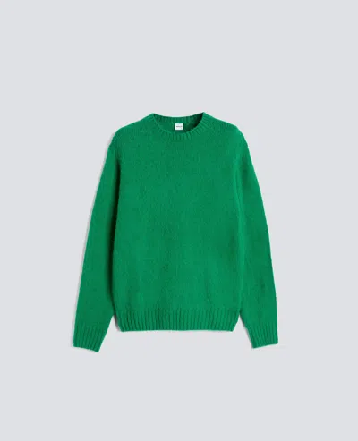 Aspesi Shetland Wool Crewneck Sweater In Green