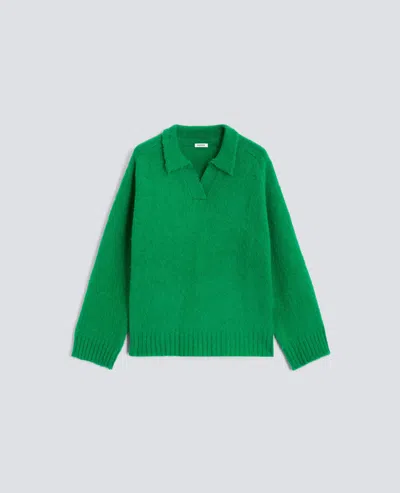 Aspesi Shetland Wool Polo Shirt In Brown