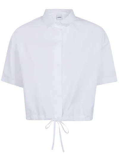 Aspesi Shiort Sleeves Cropped Shirt In White