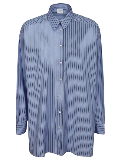 Aspesi Cotton Shirt With Striped Pattern In Blue