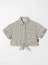 Aspesi Striped Cropped Shirt In Sage