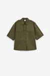 Aspesi Cotton Shirt With Pockets And Epaulettes In Green