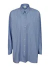 Aspesi Cotton Shirt With Striped Pattern In Light Blue