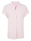 Aspesi Striped Poplin Top With Polo Collar And Side Slits