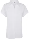 Aspesi Short-sleeved White Cotton Top With V-neck In White
