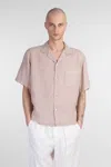 Aspesi Jarvis Shirt In Rose-pink Linen In Pink