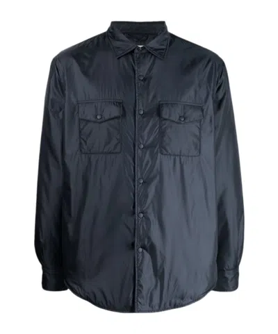 Aspesi Shirt Style Wind-breaker Jacket In Blue