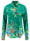 ASPESI SHIRT WITH FLORAL PRINT SHIRTS GREEN