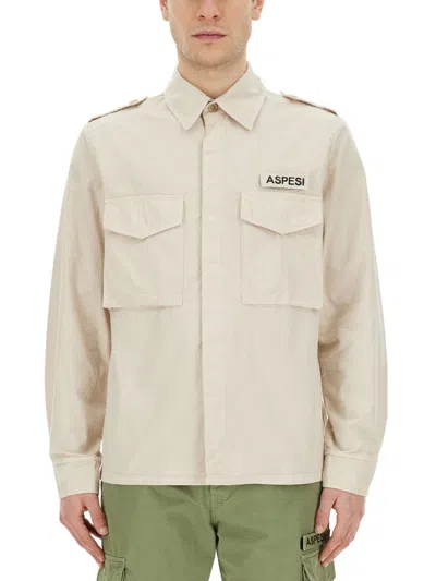 Aspesi Military-inspired Field Shirt In Beige