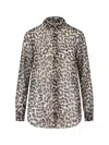 Aspesi Animal Print Collared Neck Long Sleeves Top In Black