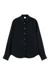 Aspesi Camicia In Crepe De Chine Di Seta - Nero In Black