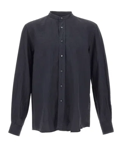 Aspesi Collarless Shirt In Blue