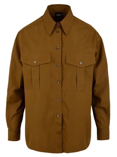 Aspesi Shirts Brown In Green