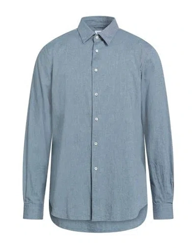 Aspesi Shirts Man Shirt Slate Blue Size 17 Cotton